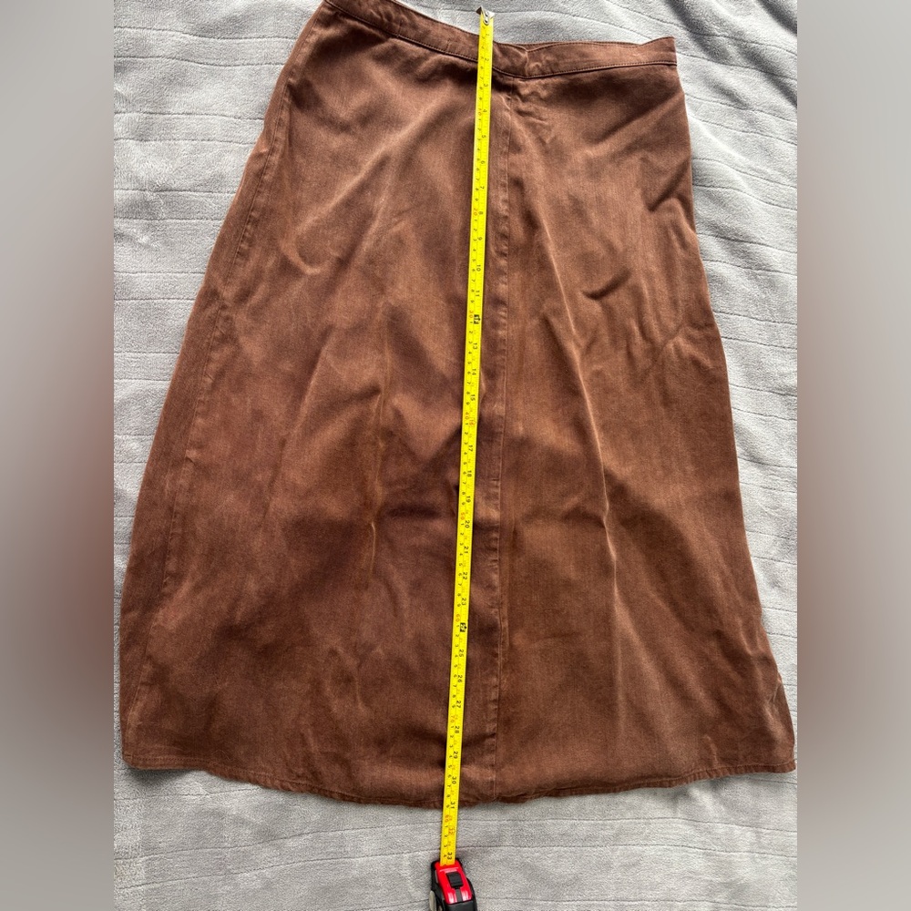 Nora Skirt Brown Button-Front Midi Skirt Cotton - Picture 6 of 10